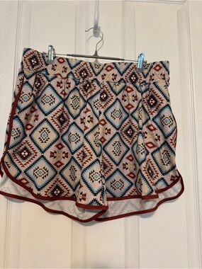 Lucky & Blessed Aztec Print Athletic Shorts - Cream, Teal, Rust